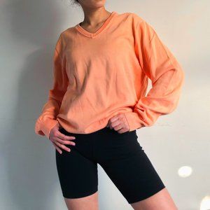 vintage coral/rose V-neck knit sweater/ oversized knit sweater